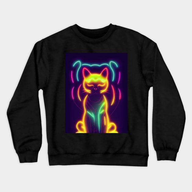 cat halloween neon Crewneck Sweatshirt by ComicsFactory